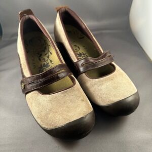 Merrell Plaza Mary Jane Suede Leather Comfort Shoes Womens 8.5 Tan Brown